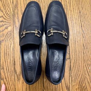 Salvatore Ferragamo Men's Navy Leather Slip-On Loafers